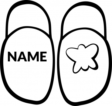 Namen-Stick auf einem Schuh
